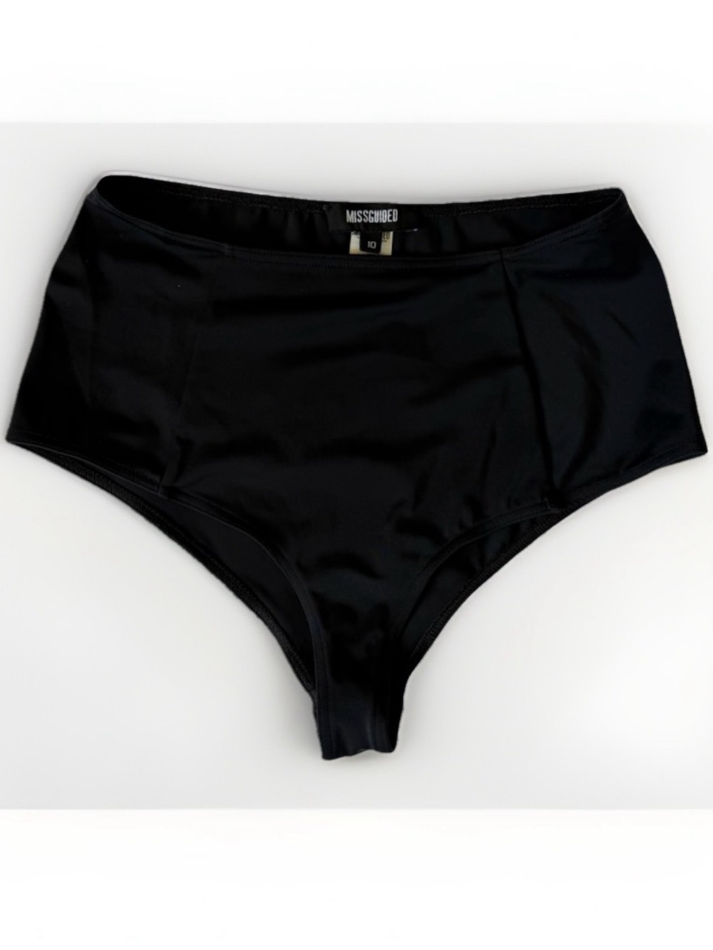 Missguided Black High Waist Bikini Bottom ONLY US 6 Minimalist Basic Retro Chic